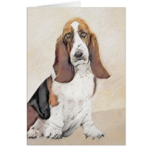 Cartão Pintura de Cachorro Basset - Arte de Cachorro Orig