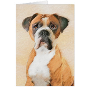 Cartão Pintura de Cachorro Boxer Não Cortada Arte Animal 