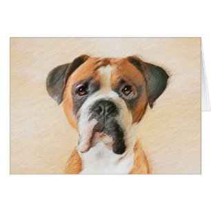 Cartão Pintura de Cachorro Boxer Não Cortada Arte Animal