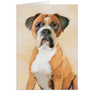 Cartão Pintura de Cachorro Boxer Não Cortada Arte Animal 