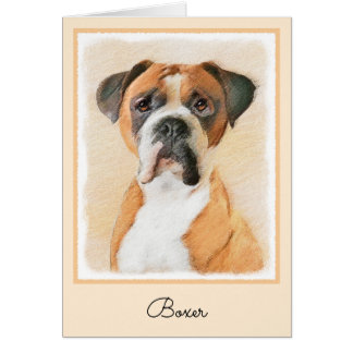 Cartão Pintura de Cachorro Boxer Não Cortada Arte Animal