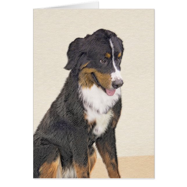 Cartão Pintura de Cachorro de Montanha Bernese - Arte Ori (Frente)