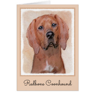 Cartão Pintura De Cães Redbone - Arte De Cães Original