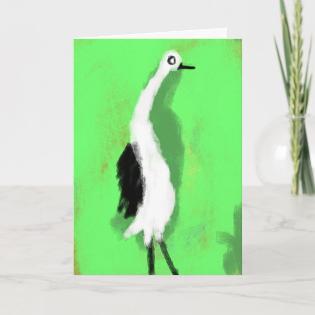 Cartão Pintura de Cegonha Caprichosa e Excêntrica  (Frente)
