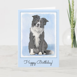 Cartão Pintura de Collie de Borda - Arte de Cachorro Orig