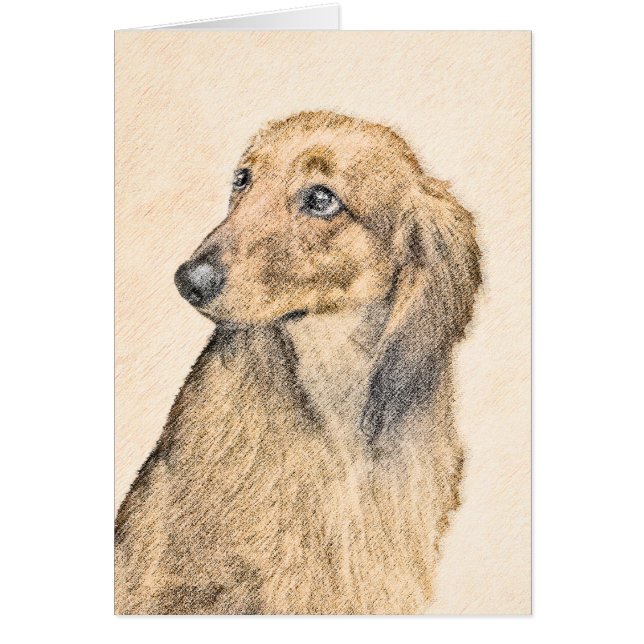 Cartão Pintura de Dachshund (Longhaired) - Arte de Cão Or (Frente)