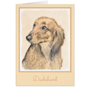 Cartão Pintura de Dachshund (Longhaired) - Arte de Cão Or
