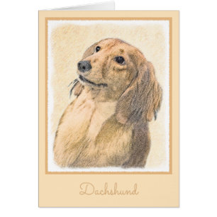 Cartão Pintura de Dachshund (Longhaired) - Arte de Cão Or