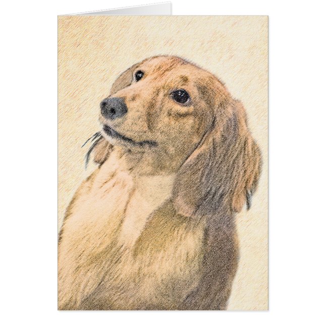 Cartão Pintura de Dachshund (Longhaired) - Arte de Cão Or (Frente)