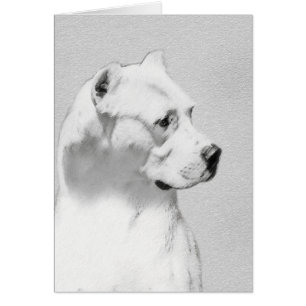 Cartão Pintura de Dogo Argentino - Arte de Cachorro Origi