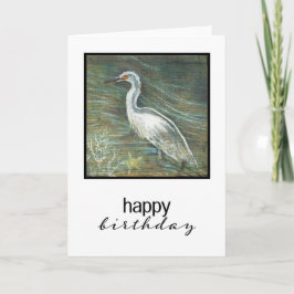 Cartão Pintura De Egret No Aniversário Feliz Da Água