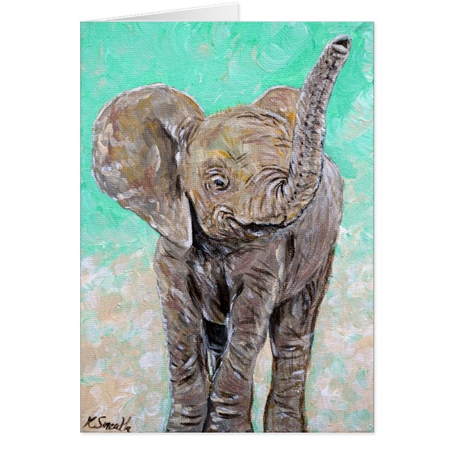 Cartão Pintura de elefante bebê (Frente)