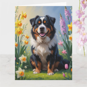 Cartão Pintura de Flores da Primavera de Montanha Bernesa