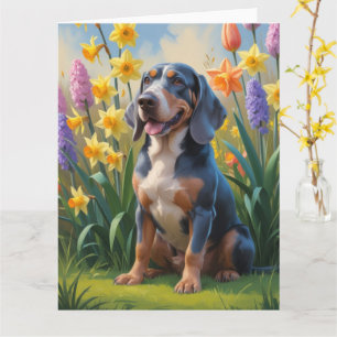 Cartão Pintura de Flores de Primavera do Cão Bluetick Coo