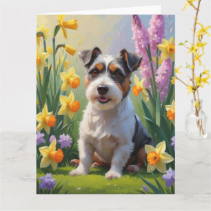 Cartão Pintura de Flores de Primavera do Cão Terrier Aust