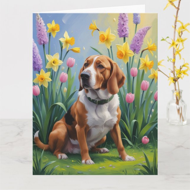 Cartão Pintura de Flores de Primavera do Treeing Walker C (Flor Amarela)