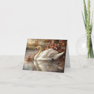 Cartão Pintura de Folhagem de Swan Pastel Autumn
