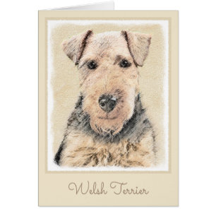 Cartão Pintura de galês Terrier - arte original bonito d