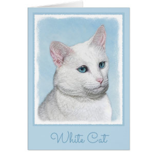 Cartão Pintura de Gatos Brancos - Arte de Gato Original B