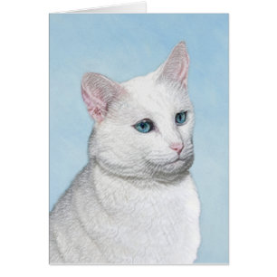 Cartão Pintura de Gatos Brancos - Arte de Gato Original B
