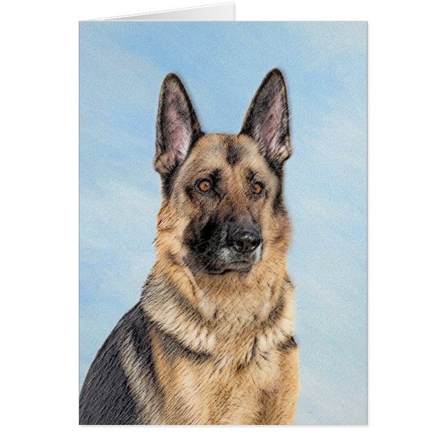 Cartão Pintura de german shepherd - Arte de Cachorro Orig (Frente)