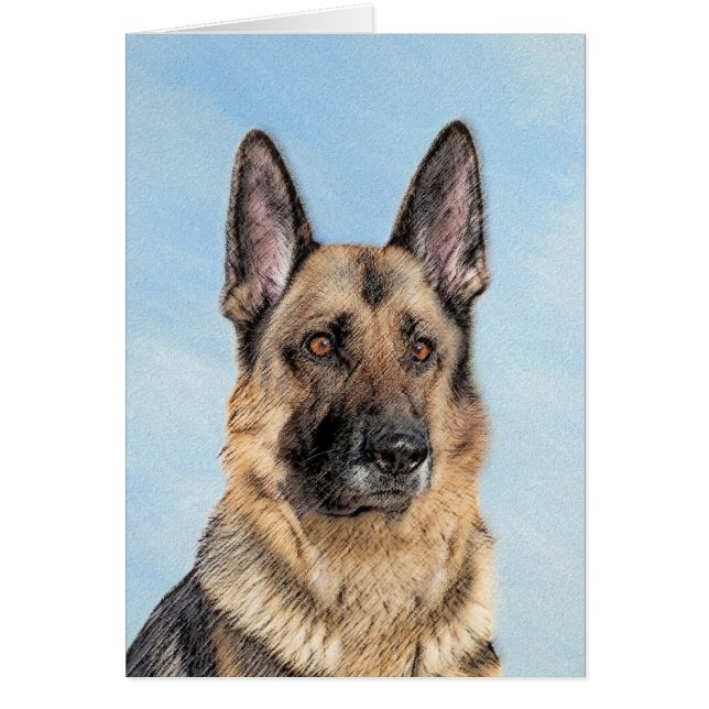 Cartão Pintura de German shepherd - Arte de Cachorro Orig (Frente)
