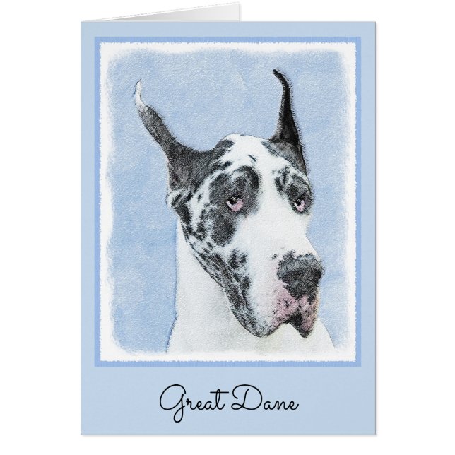 Cartão Pintura de Grande Dane (Harlequin) - Arte de Cacho (Frente)