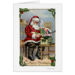 Cartão Pintura de GreetingSanta do Natal