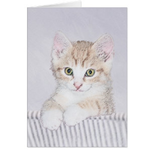 Cartão Pintura de Kitten Amarela - Arte Original para Gat