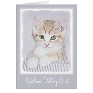 Cartão Pintura de Kitten Amarelo - Arte Original para Gat