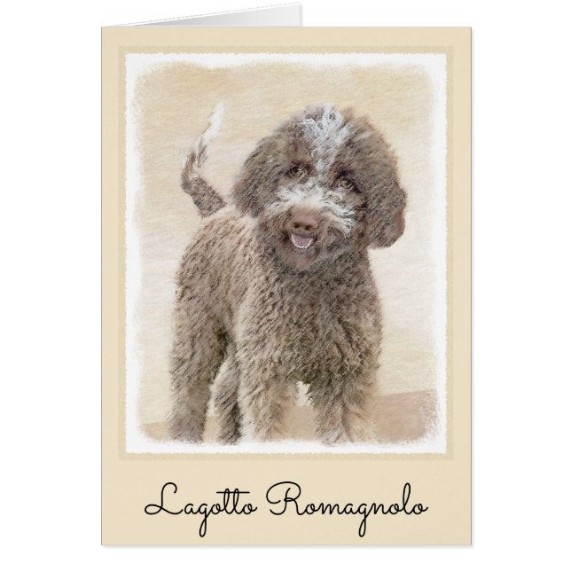 Cartão Pintura de Lagotto Romagnolo - Arte de Cachorro Or (Frente)