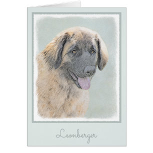 Cartão Pintura de Leonberger - Arte de Cachorro Original