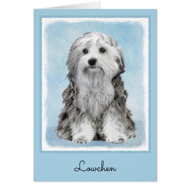 Cartão Pintura De Lowchen - Arte De Cachorro Original Cus (Frente)