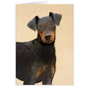 Cartão Pintura de Manchester Terrier Arte Animal Original