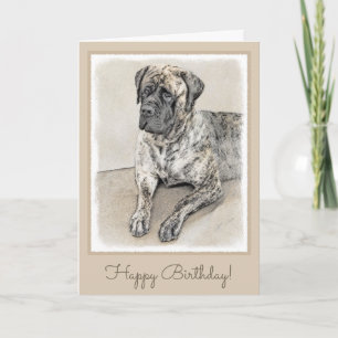 Cartão Pintura de Mastiff Inglês (Brindle) - Arte Canina