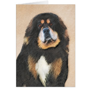 Cartão Pintura de Mastiff Tibetano - Arte de Cachorro Ori