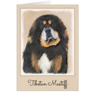 Cartão Pintura de Mastiff Tibetano - Arte de Cachorro Ori