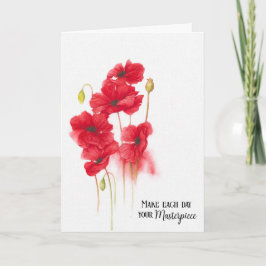 Cartão Pintura de papoila vermelha para o aniversário