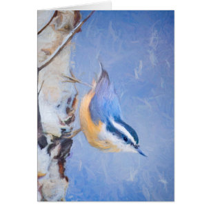 Cartão Pintura De Pássaros Original De Raça Vermelha