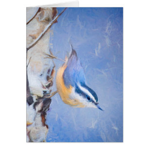 Cartão Pintura De Pássaros Original De Raça Vermelha
