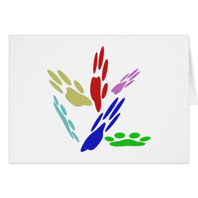 Cartão Pintura De Pata De Cachorro Com Bolinhas (Frente Horizontal)