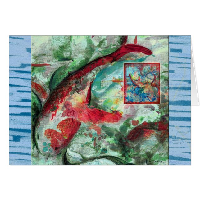 Cartão Pintura de Peixes Koi Carp (Frente Horizontal)