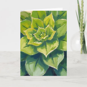 Cartão Pintura de Planta Suculenta Verde
