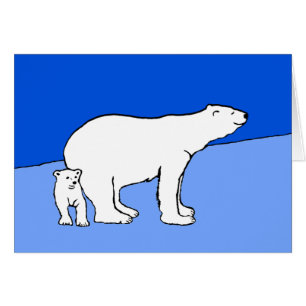 Cartão Pintura de Polar Bear Mãe e Cubo - Arte da Vida S