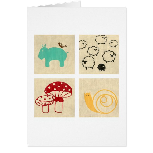 Cartão Pintura de quatro blocos de madeira para crianças (Frente)