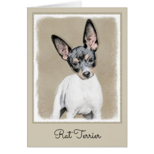 Cartão Pintura de Rat Terrier - Arte de Cachorro Original