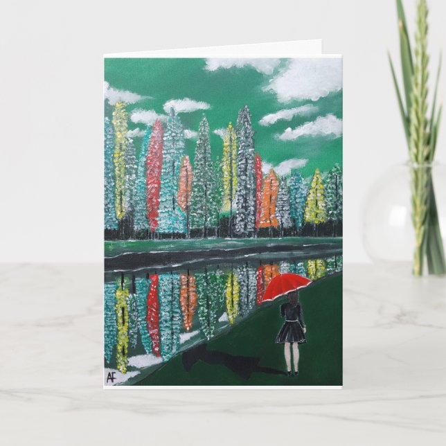 Cartão Pintura de Reflexão do outono por Alfred Fox (Frente)