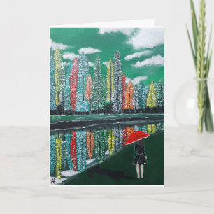 Cartão Pintura de Reflexão do outono por Alfred Fox