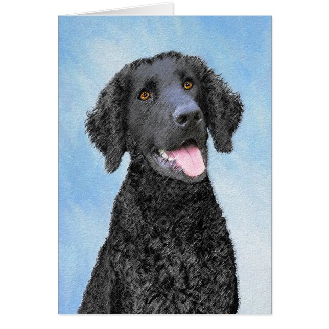 Cartão Pintura De Retriever Revestida Curly - Arte De Cão (Frente)