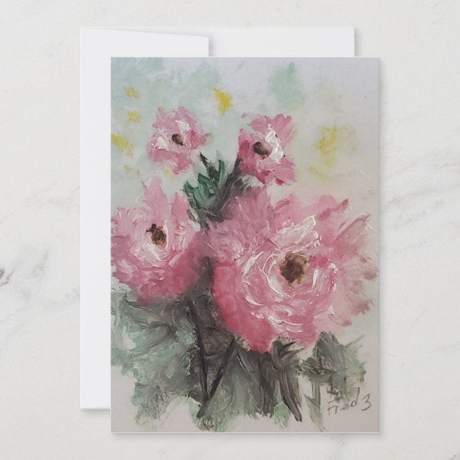 Cartão Pintura de Rosas Rosa (Frente)